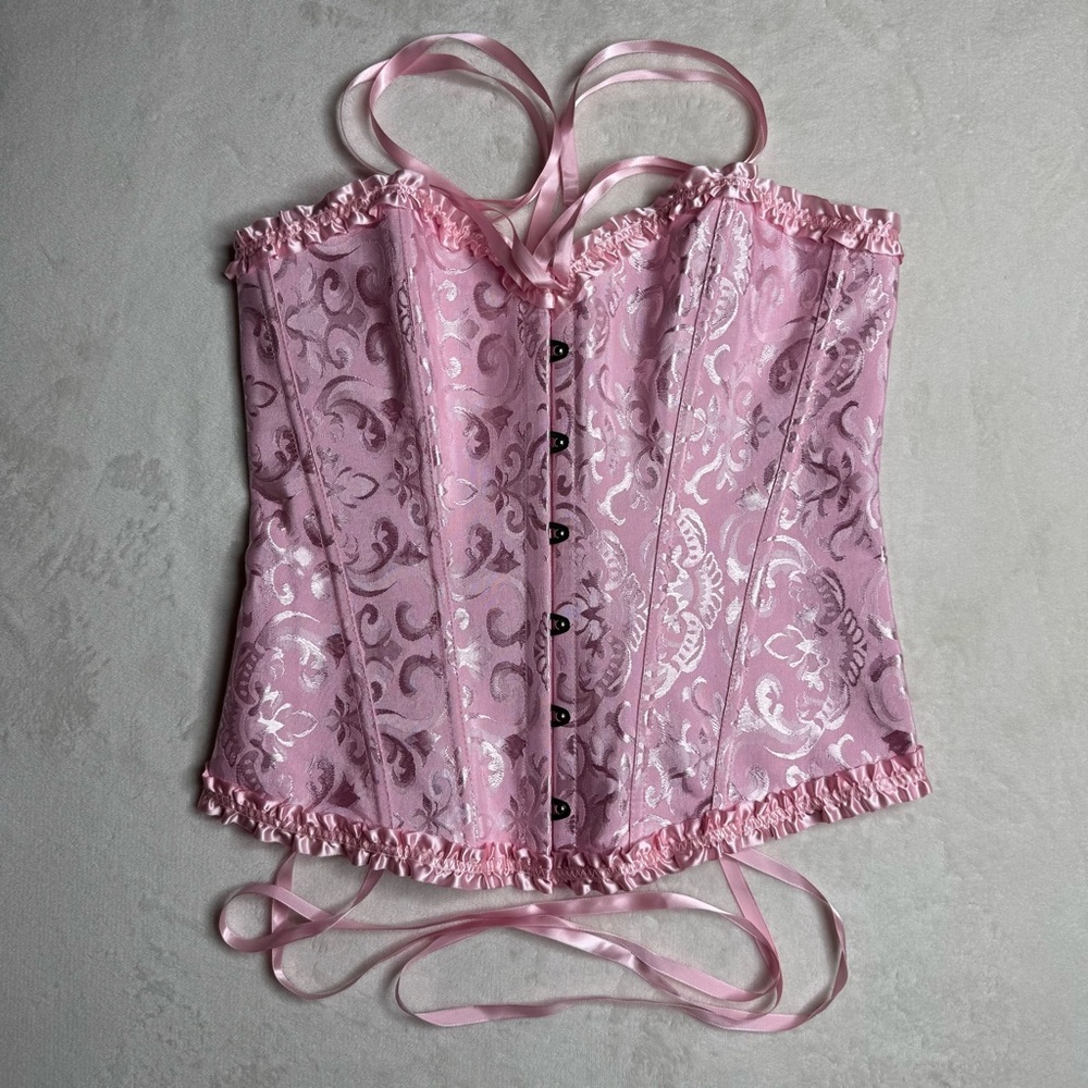 Bslingerie Pink Waist Cincher Bustier Boned Corset Women’s Size Medium